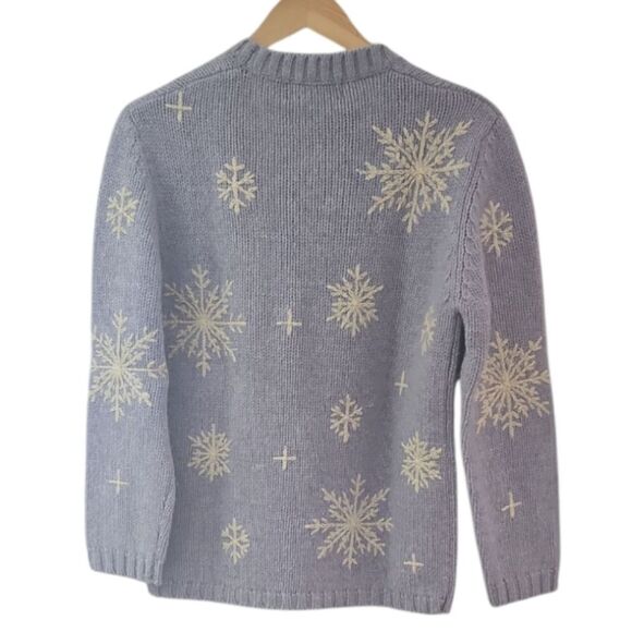 Vintage Newton Trading Co. Light Blue Shetland Wool Snowflake Sweater Sz M - Picture 2 of 14